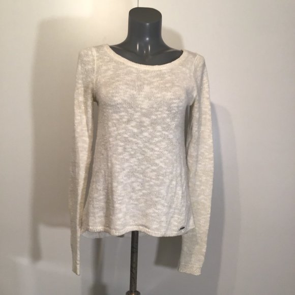 Hollister Scoop Neck Shimmery Sweater with Lace Back Size S - Picture 1 of 12
